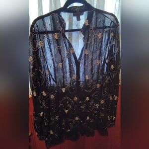 Dressbarn Black Lace Floral Blouse